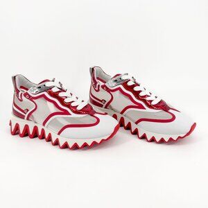 Christian Louboutin Sharkina White Mesh Red Sneakers Size 38 US 8 Women's 6968